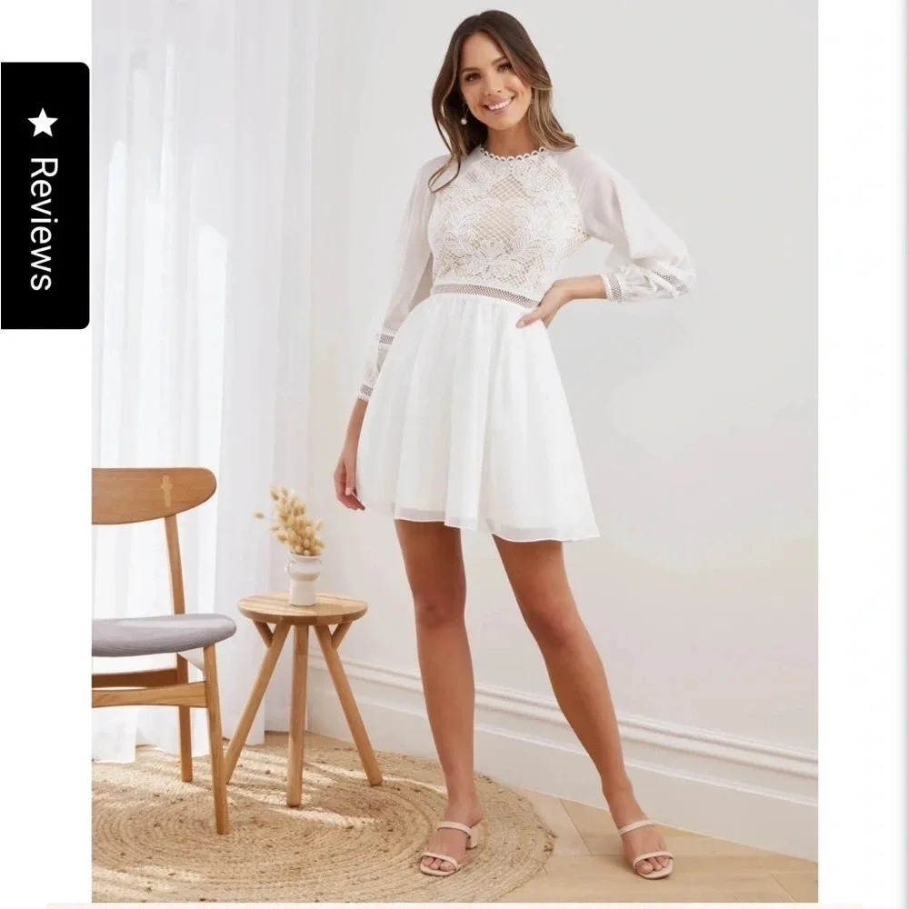 Elegant White Lace Midi Dress